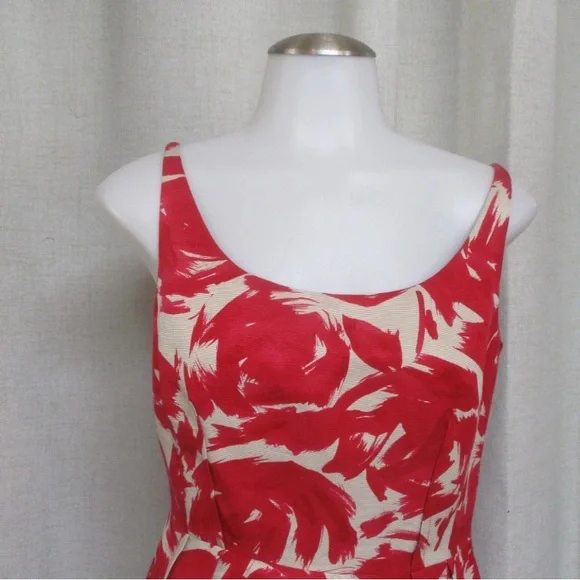 LK Bennett Red and White Floral Midi Dress - Picture 3 of 15